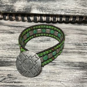 Native American inspired boho bracelet Native American motif button glass beads